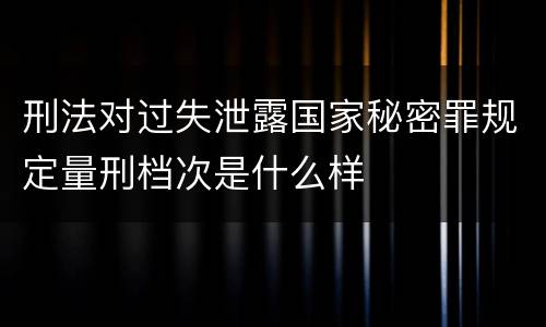 刑法对过失泄露国家秘密罪规定量刑档次是什么样