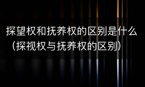 探望权和抚养权的区别是什么（探视权与抚养权的区别）