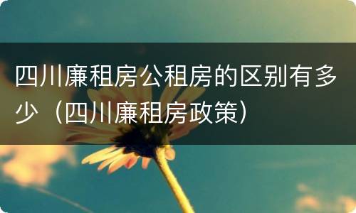 四川廉租房公租房的区别有多少（四川廉租房政策）