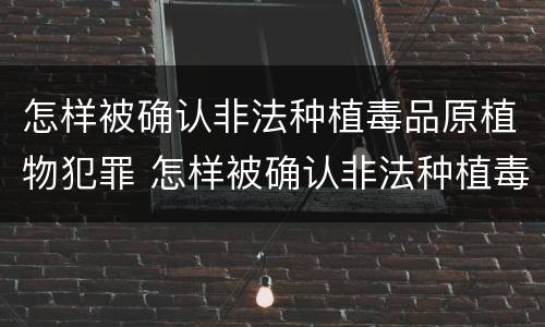 怎样被确认非法种植毒品原植物犯罪 怎样被确认非法种植毒品原植物犯罪行为