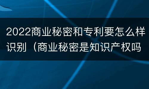 2022商业秘密和专利要怎么样识别（商业秘密是知识产权吗）