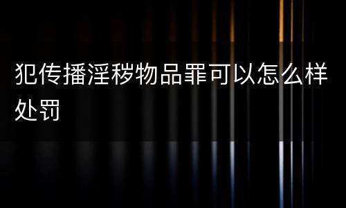 犯传播淫秽物品罪可以怎么样处罚