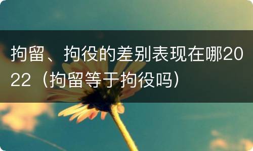 拘留、拘役的差别表现在哪2022（拘留等于拘役吗）
