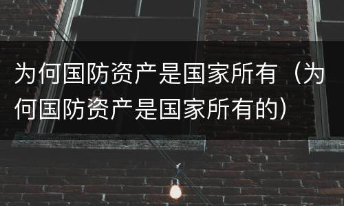 为何国防资产是国家所有（为何国防资产是国家所有的）