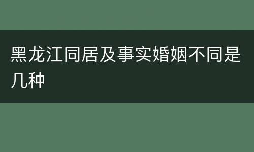 黑龙江同居及事实婚姻不同是几种