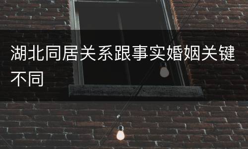 湖北同居关系跟事实婚姻关键不同