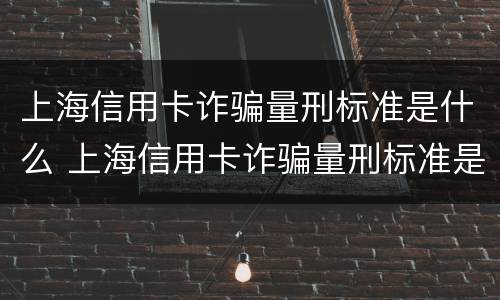 上海信用卡诈骗量刑标准是什么 上海信用卡诈骗量刑标准是什么时候出的