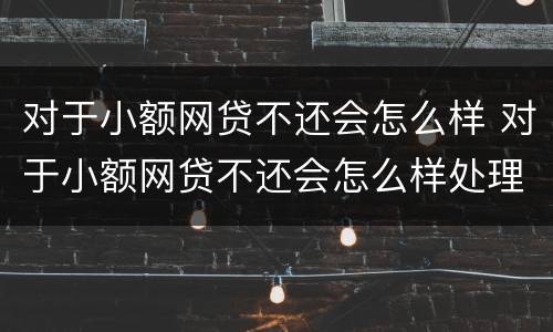 对于小额网贷不还会怎么样 对于小额网贷不还会怎么样处理