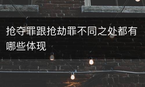 抢夺罪跟抢劫罪不同之处都有哪些体现