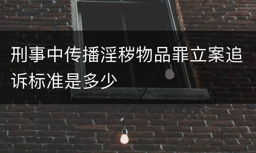 刑事中传播淫秽物品罪立案追诉标准是多少