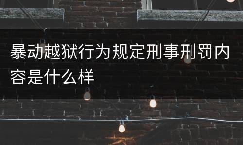 暴动越狱行为规定刑事刑罚内容是什么样