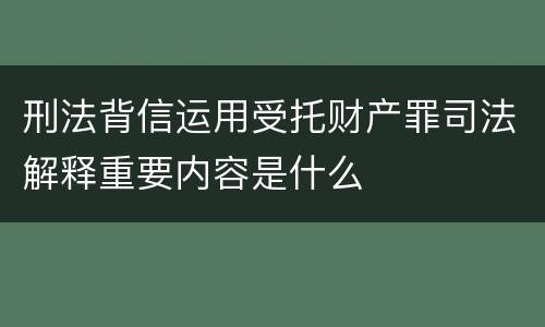 刑法背信运用受托财产罪司法解释重要内容是什么