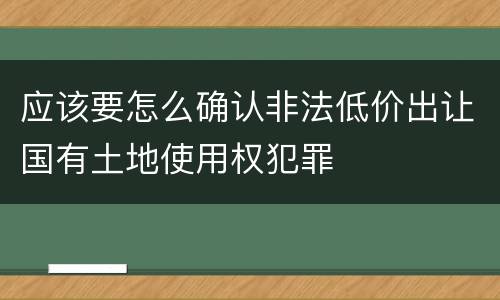 应该要怎么确认非法低价出让国有土地使用权犯罪
