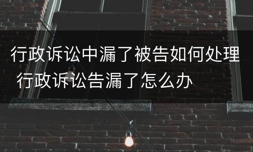 行政诉讼中漏了被告如何处理 行政诉讼告漏了怎么办