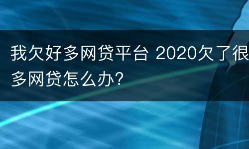 我欠好多网贷平台 2020欠了很多网贷怎么办?