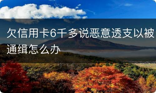 欠信用卡6千多说恶意透支以被通缉怎么办