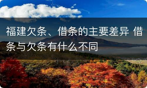 福建欠条、借条的主要差异 借条与欠条有什么不同