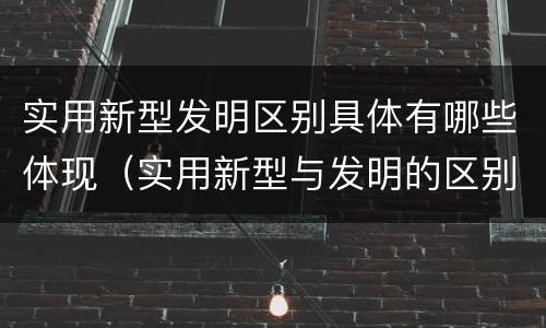 实用新型发明区别具体有哪些体现（实用新型与发明的区别有哪些）