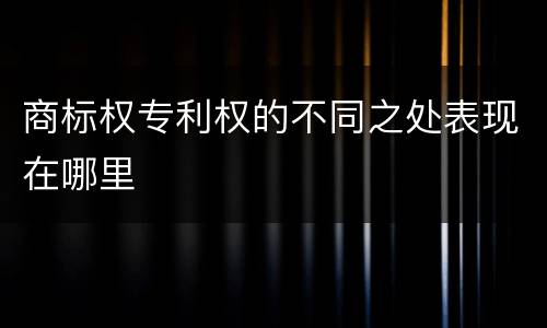 商标权专利权的不同之处表现在哪里