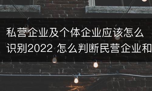 私营企业及个体企业应该怎么识别2022 怎么判断民营企业和私营企业