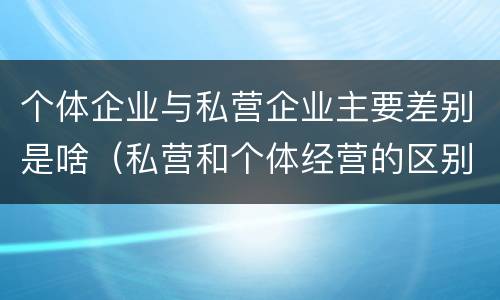 个体企业与私营企业主要差别是啥（私营和个体经营的区别）