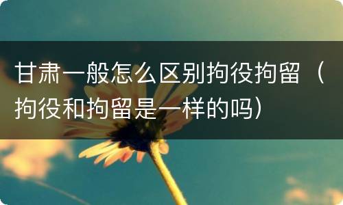 甘肃一般怎么区别拘役拘留（拘役和拘留是一样的吗）