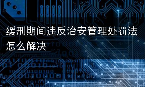 缓刑期间违反治安管理处罚法怎么解决