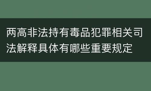 两高非法持有毒品犯罪相关司法解释具体有哪些重要规定