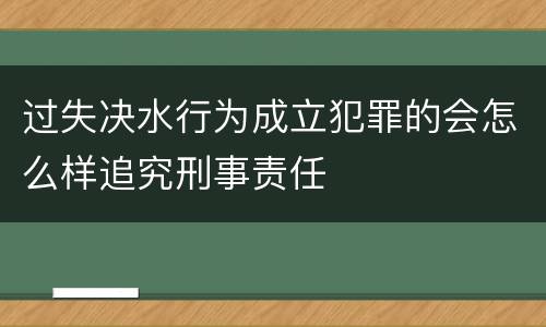 过失决水行为成立犯罪的会怎么样追究刑事责任