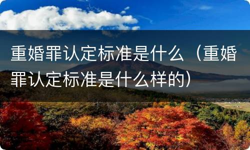 重婚罪认定标准是什么（重婚罪认定标准是什么样的）