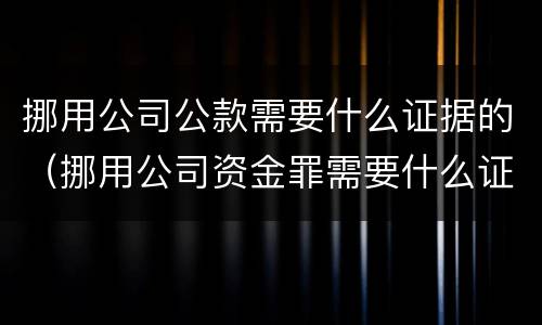 挪用公司公款需要什么证据的（挪用公司资金罪需要什么证据）