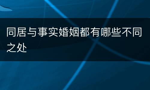 同居与事实婚姻都有哪些不同之处