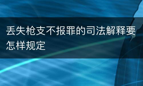 丢失枪支不报罪的司法解释要怎样规定
