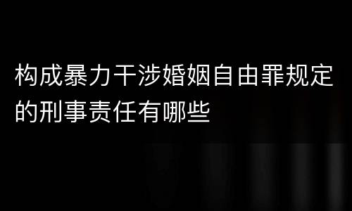 构成暴力干涉婚姻自由罪规定的刑事责任有哪些