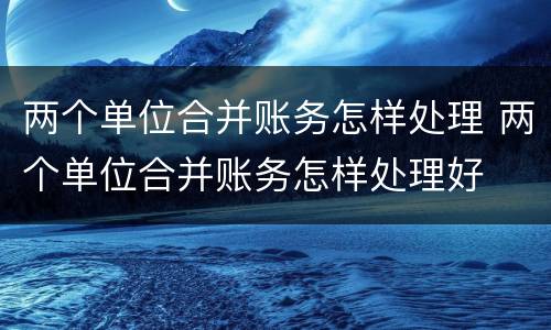 两个单位合并账务怎样处理 两个单位合并账务怎样处理好