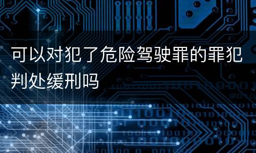 可以对犯了危险驾驶罪的罪犯判处缓刑吗