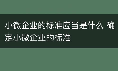 小微企业的标准应当是什么 确定小微企业的标准
