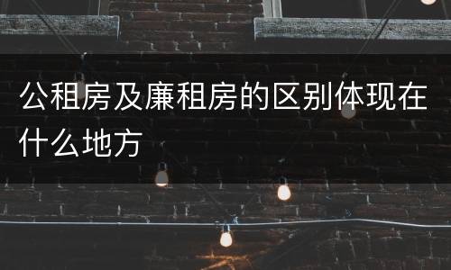 公租房及廉租房的区别体现在什么地方