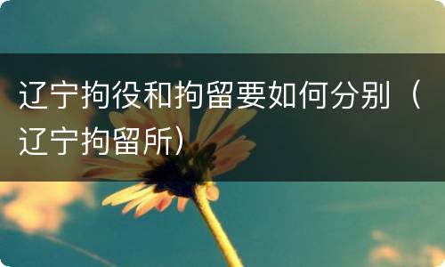 辽宁拘役和拘留要如何分别（辽宁拘留所）