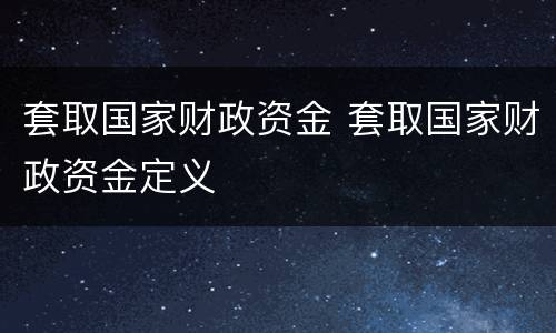 套取国家财政资金 套取国家财政资金定义