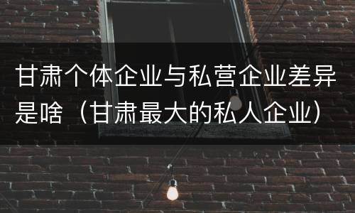 甘肃个体企业与私营企业差异是啥（甘肃最大的私人企业）