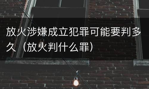 放火涉嫌成立犯罪可能要判多久（放火判什么罪）
