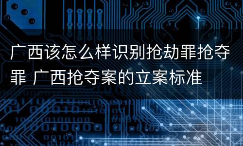 广西该怎么样识别抢劫罪抢夺罪 广西抢夺案的立案标准