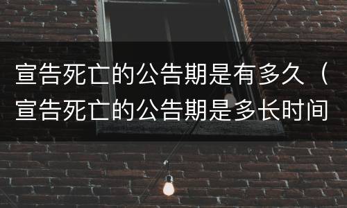 宣告死亡的公告期是有多久（宣告死亡的公告期是多长时间）