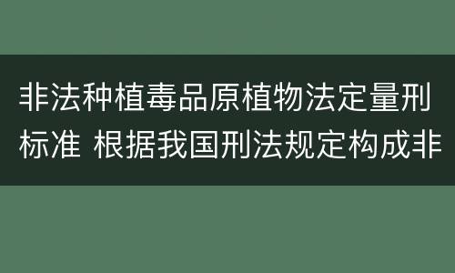 非法种植毒品原植物法定量刑标准 根据我国刑法规定构成非法种植毒品原植物罪