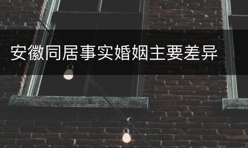安徽同居事实婚姻主要差异