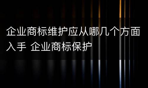 企业商标维护应从哪几个方面入手 企业商标保护