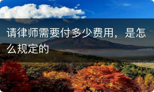 请律师需要付多少费用，是怎么规定的
