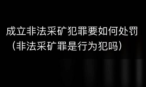 成立非法采矿犯罪要如何处罚（非法采矿罪是行为犯吗）