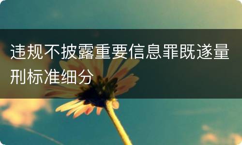 违规不披露重要信息罪既遂量刑标准细分